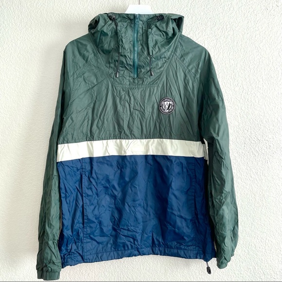 Volcom Water Resistant 600 MM Windbreaker Quarter Zip Outdoor Jacket Green Blue - Picture 7 of 8